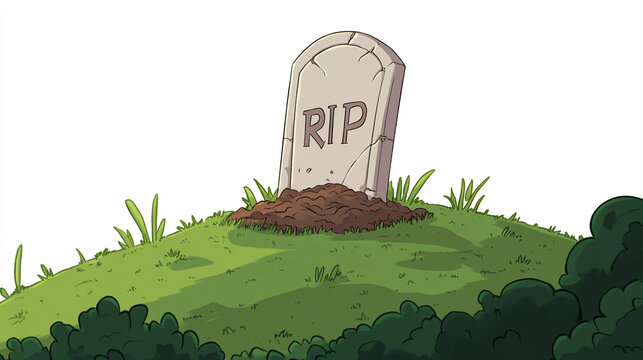 A gravestone on a grassy hill