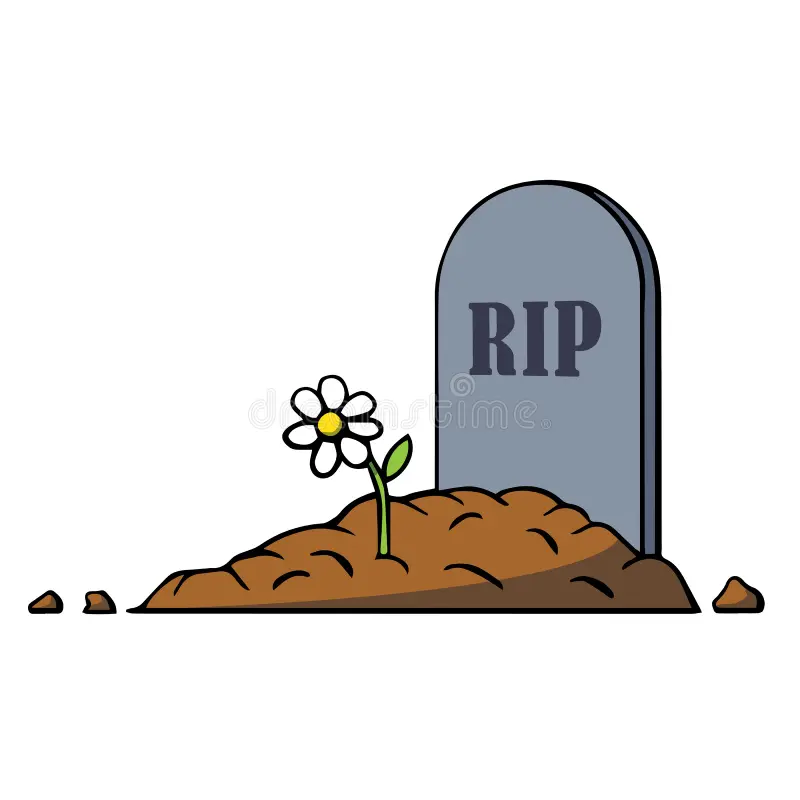 A grave with a tombstone and flower